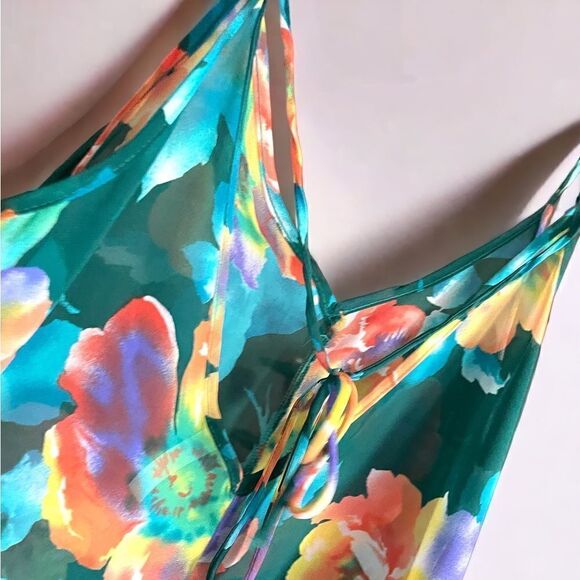 WinWin l Teal l Sexy & Sheer l Hi-Lo Long Nightgown l Tie-back l Sleeveless EUC - Picture 4 of 6